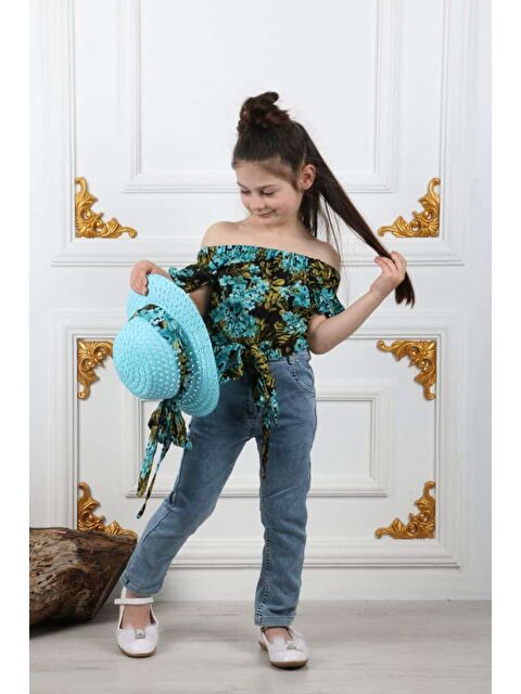 Mnk Baby & Kids Miss Kovalo Kız Çocuk Şapkalı Yazlık Elastanlı Jean Pantolon Takım M00731 - S000390090-17234