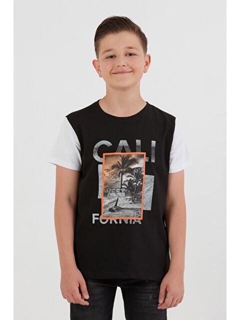 Fullamoda %100 Pamuk Palmiye Baskılı Erkek Çocuk Tişört - S000395633-19351