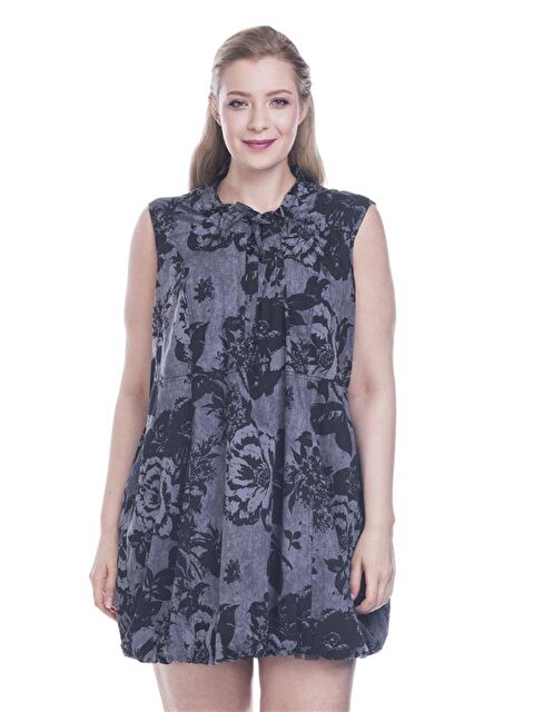 Mylinemoda Çiçekli Desenli Kolsuz Elbise - S000239456-19351