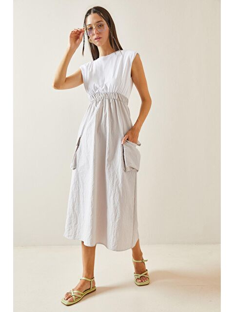 Xhan Bej Bisiklet Yaka Vatkalı Paraşüt Elbise 5YXK6-48846-25 - S000236563-19928