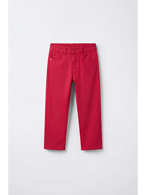 Magu Çocuk Pamuklu Kırmızı Pantolon – Düz Kesim, Cepli - S000502802-20045