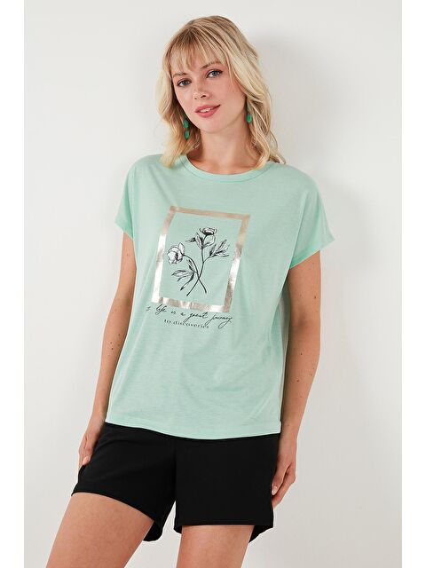 Lela Baskılı Bisiklet Yaka Regular Fit T Shirt 6671006