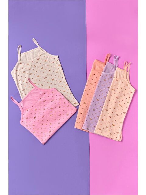 Katia And Bony Kız Çocuk 5'Li Paket Jakarlı Çok Renkli İp Askılı Atlet - S000375086-23173