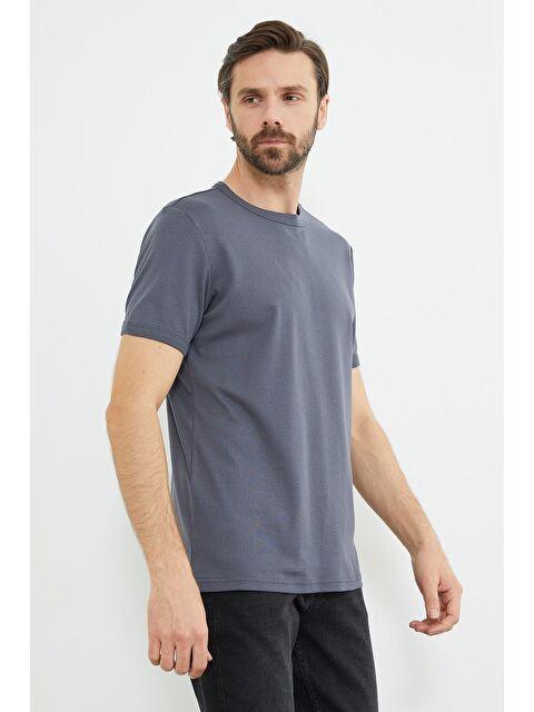 Fullamoda Basic Bisiklet Yaka Ribanalı Tişört