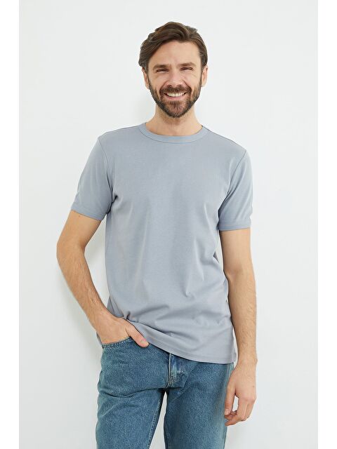 Fullamoda Basic Bisiklet Yaka Ribanalı Tişört