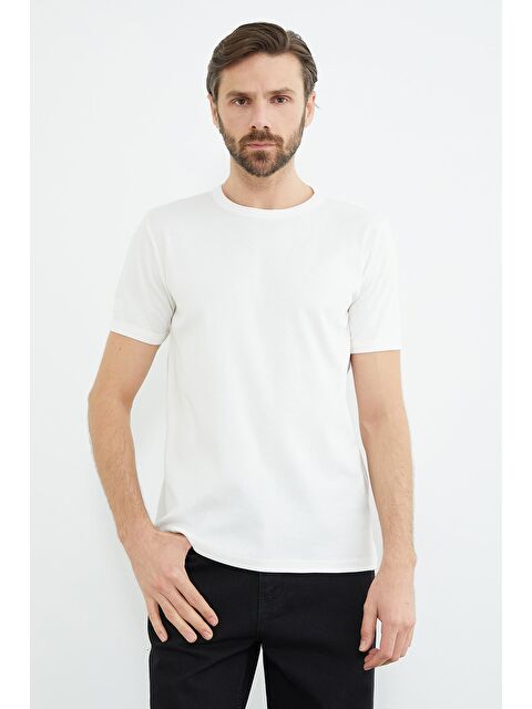 Fullamoda Basic Bisiklet Yaka Ribanalı Tişört