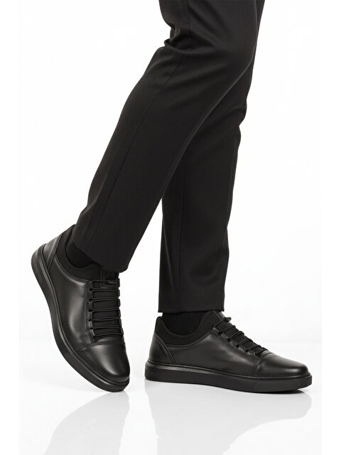 Ayakmod Siyah Hakiki Deri Ortopedik Erkek Casual Ayakkabı 422 M