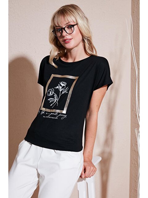 Lela Baskılı Bisiklet Yaka Regular Fit T Shirt 6671006 - S000209647-19351