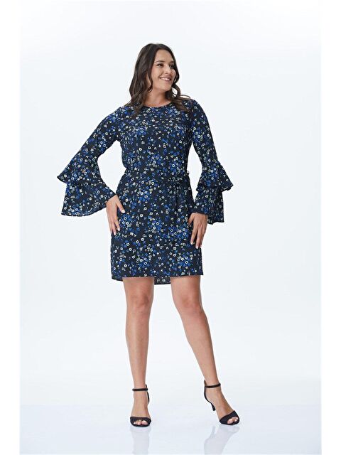 Mylinemoda Kolları Volanlı Çiçekli Elbise - S000239473-19351