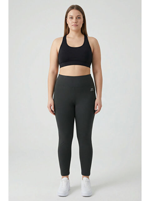 Tommylife Antrasit Yüksek Bel Toparlayıcı Battal Büyük Beden Kadın Tayt- 94650 - S000518263-29666