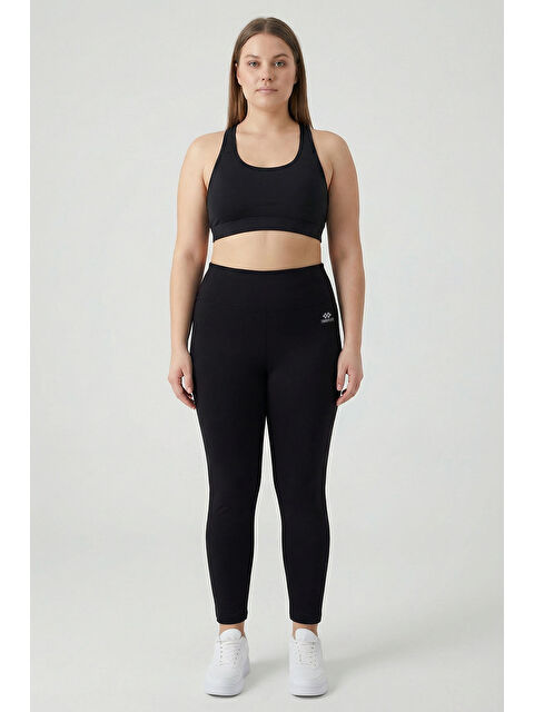 Tommylife Siyah Yüksek Bel Toparlayıcı Battal Büyük Beden Kadın Tayt- 94650 - S000518263-19351