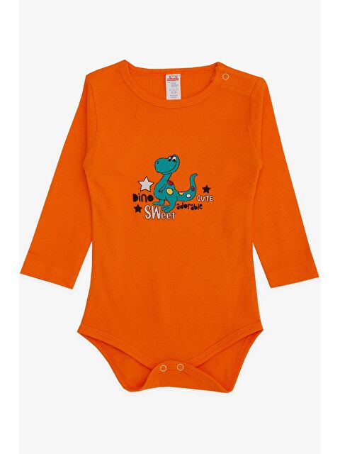 Breeze Erkek Bebek Çıtçıtlı Body Sevimli Dinozor Baskılı Turuncu (9 Ay-2 Yaş) - S000317025-20013