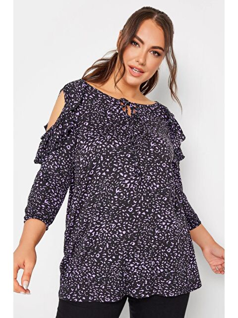 Stil Diva Büyük Beden Omuz Fırfır Detaylı Yakası Bağcıklı Fakir Kol Bluz 302486 - S000196784-37439