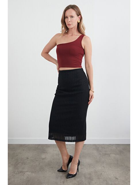 Fullamoda Beli Lastikli Triko Etek - S000394867-19351