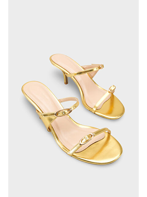 Capone Outfitters Gerda Yuvarlak Burunlu Çift Tokalı Orta Topuklu Kadın Terlik - S000530334-20076