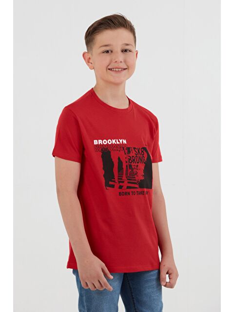 Fullamoda %100 Pamuk Brooklyn Baskılı Erkek Çocuk Tişört - S000395629-20045