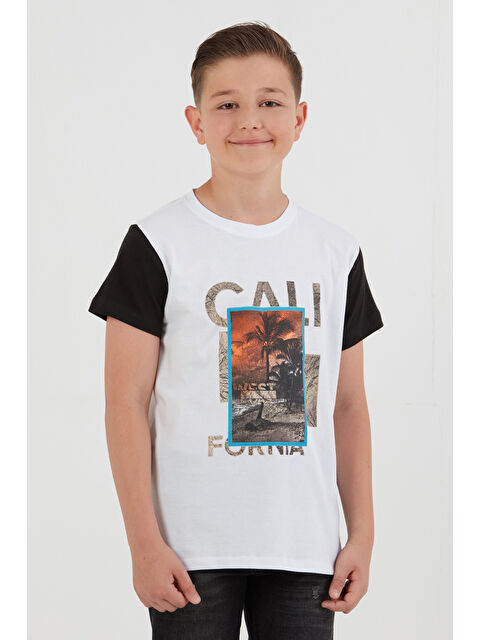 Fullamoda %100 Pamuk Palmiye Baskılı Erkek Çocuk Tişört - S000395633-20063