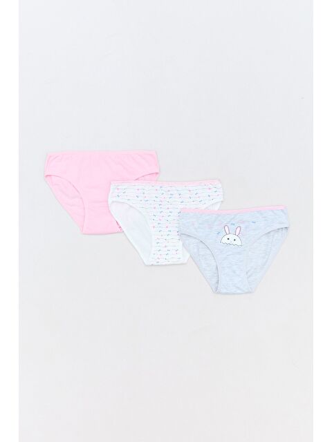 Fullamoda Çizgili Kalp Baskılı 3 Lü Kız Çocuk Külot - S000109578-20600