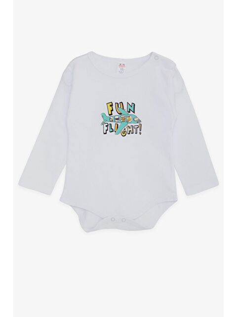 Breeze Erkek Bebek Çıtçıtlı Zıbın Body Pilot Hayvancıklar Baskılı Beyaz (9 Ay-3 Yaş) - S000317259-20063