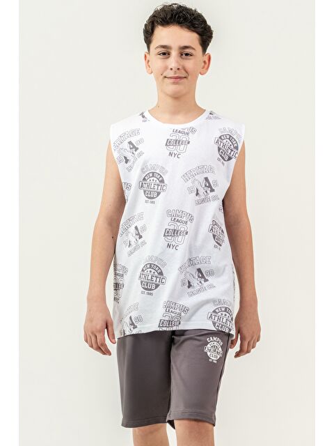 Mışıl Kids Üst Atlet Tüm Alan Baskılı Alt Kapri Sol Bacak Baskılı Erkek Çocuk Şort - Atlet Takımı - S000527753-20600