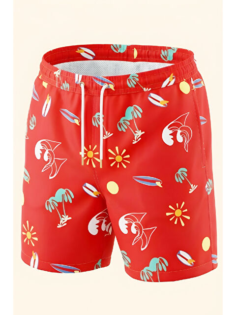 Modanino Erkek Çocuk Fermuar Cepli ve Desenli Deniz&Havuz Şortu 4-15 Yaş 12613B