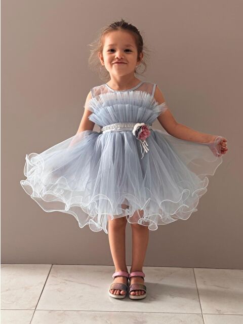 Mnk Baby & Kids Kız Çocuk Tütülü Vena Elbise MNK285 - S000390091-17234