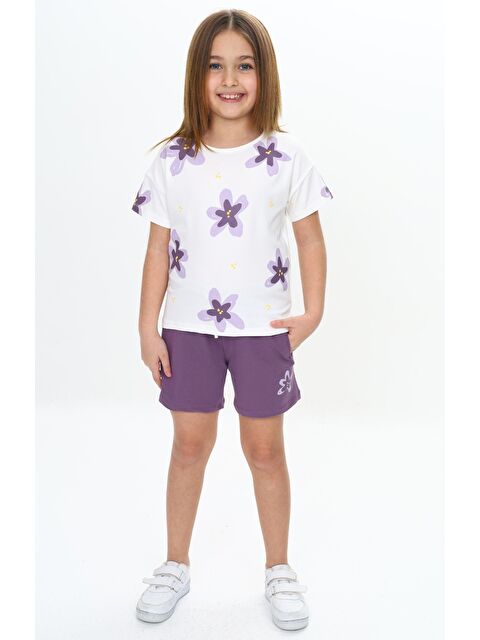 Toontoykids Kız Çocuk Garni Çiçek Baskılı Şortlu Takım - S000359991-29334