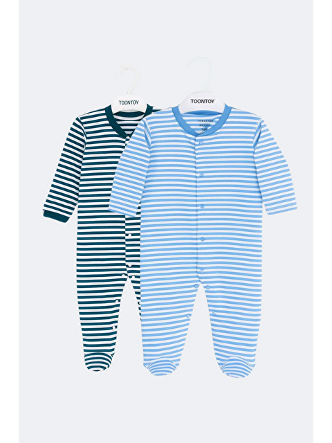 Toontoykids Unisex Çizgili 2 Li Patikli Tulum