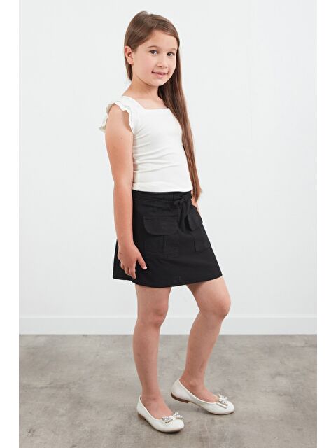 Fullamoda Beli Bağlamalı Çift Cepli Kız Çocuk Etek - S000406795-19351