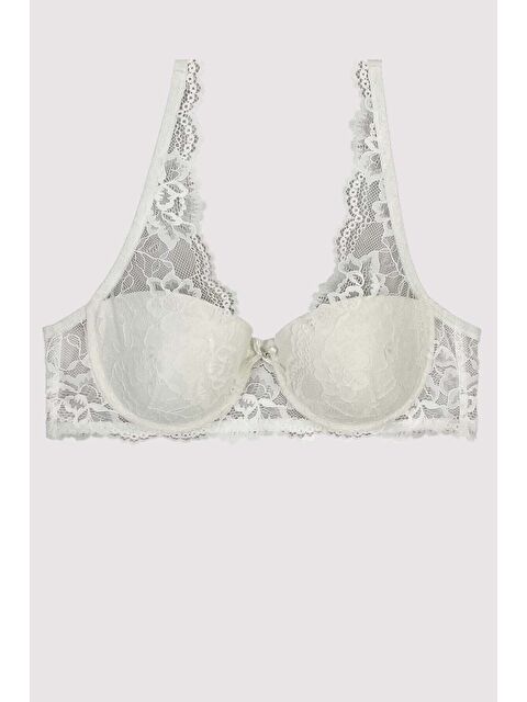 Formo Kadın Ekru Desteksiz Dantelli Balenli Sütyen - S000279852-19965