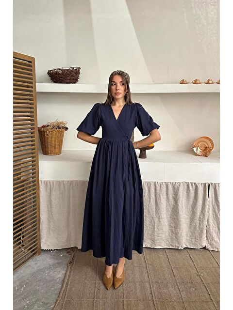 Jane's Lacivert Müslin Uzun Elbise - S000529184-21164