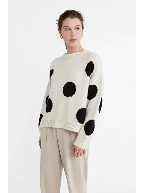 Fashion Friends Regular Fit Bisiklet Yaka Puantiyeli Kadın Kazak 24K0207K1 - S000298953-19965