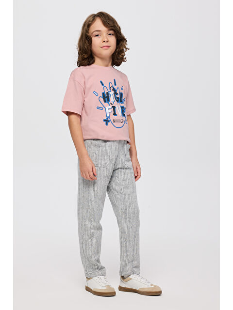 Panço Erkek Çocuk Beli Lastikli Cep Detaylı Örme Mavi Pantolon - S000487266-17234