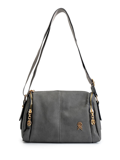 Minebag Suni Deri Kadın Çapraz Çanta Polya Antrasit - S000315183-29666