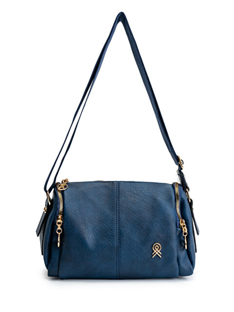 Minebag Suni Deri Kadın Çapraz Çanta Polya Mavi - S000315183-17437