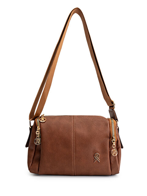 Minebag Suni Deri Kadın Çapraz Çanta Polya Taba - S000315183-14955