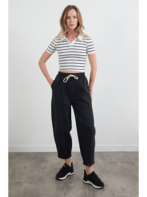 Fullamoda Beli Bağlamalı Slouchy Jean Pantolon - S000398647-29666