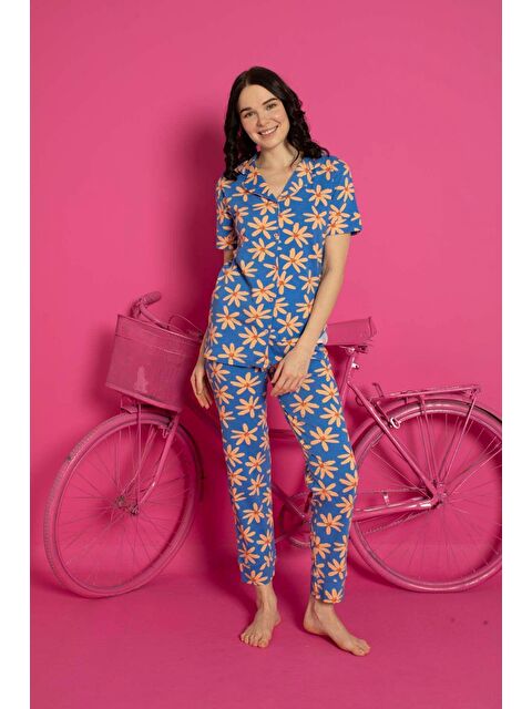 Elitol Pamuklu Düğmeli Pijama Takım 4913 - S000210622-17234