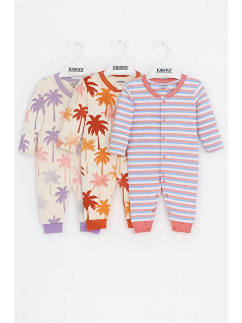 Toontoykids Unisex Çok Desenli 3 Lü Paçalı Tulum