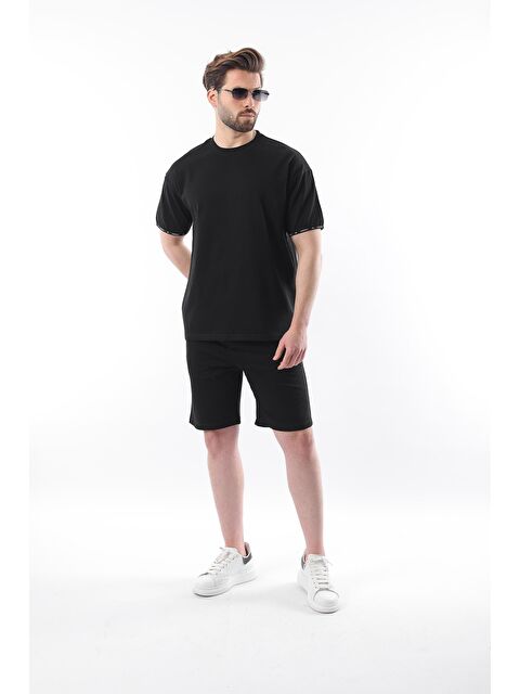 Madmext Siyah Basic Erkek Şort Tişört Takımı E7307 - S000353449-19351