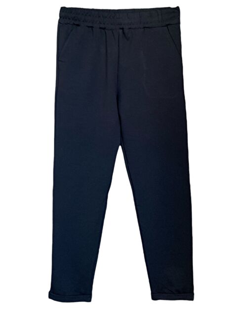 Formo Kadın Siyah Yüksek Kalite Cepli Lastikli Esnek Duble Paça Eşofman Altı - S000292596-19351