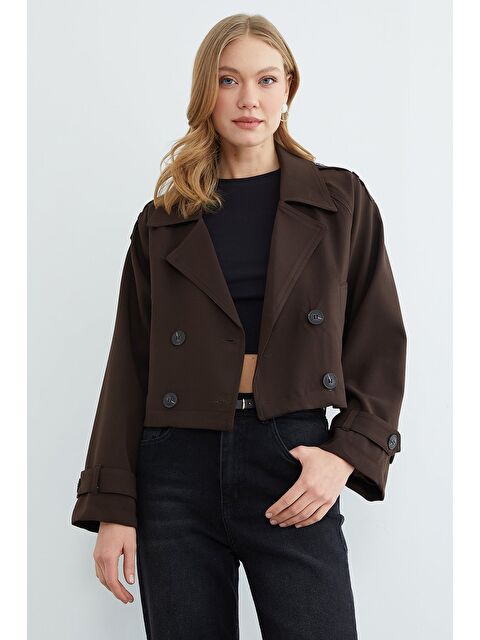 Fullamoda Düğmeli Omuz Ve Kol Detaylı Trençkot - S000518283-19413