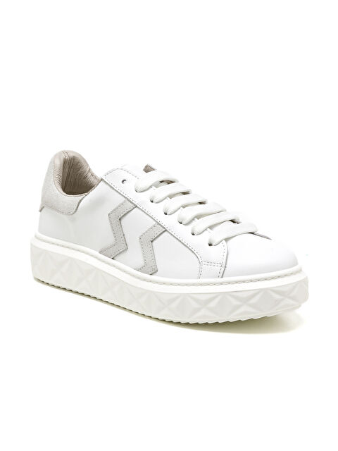 John May Kadın Sneaker ( Günlük) MAR-25Y-209-8825 Beyaz-Bej Süet - S000509327-20063