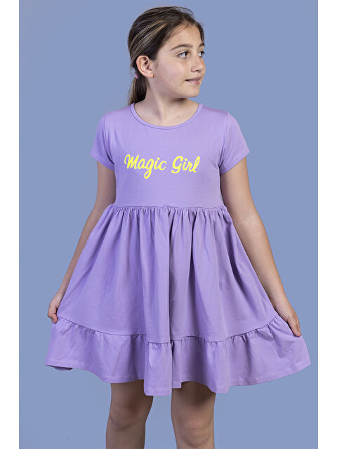 Toontoykids Kız Çocuk Büzgü Detaylı Baskılı Elbise - S000420098-19999