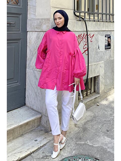 Lamelif Lopez Balon Kol Tunik Fuşya - S000521863-18686