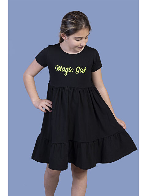 Toontoykids Kız Çocuk Büzgü Detaylı Baskılı Elbise - S000420098-19351