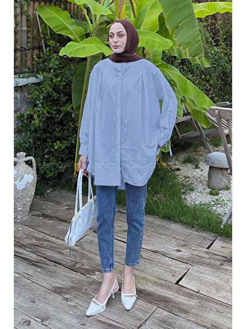 Lamelif Manşeti Biyeli Tunik Bebe Mavisi - S000521854-3642