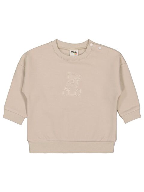 Civil Baby Teddy Baskılı 6-18 Ay Sweatshirt - Bej 6-9 Ay - S000466485-25636