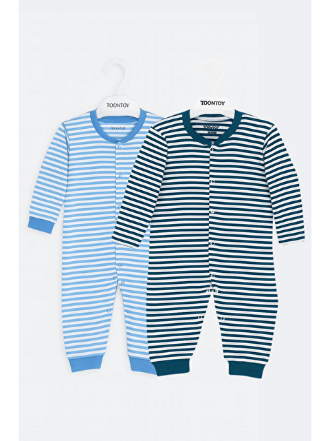 Toontoykids Unisex Çizgili 2 Li Paçalı Tulum