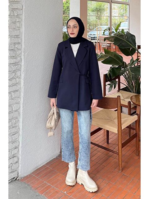 Lamelif Yan Bağlama Detaylı Ceket Lacivert - S000518289-21164